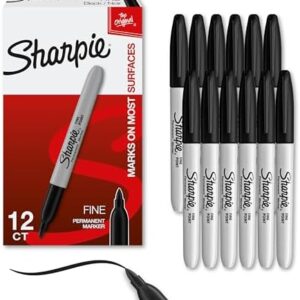 Sharpie Permanent Markers – Fine Point, Black, 12‑Count