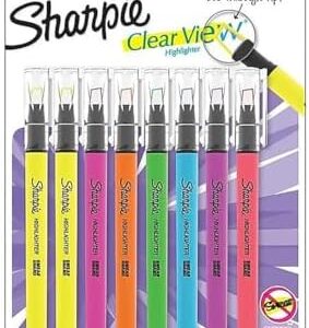Sharpie Clear View Highlighters, Chisel Tip, 8‑Count