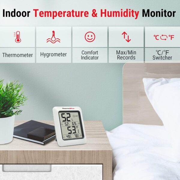 ThermoPro TP50 Digital Hygrometer Thermometer – Indoor Humidity Gauge - Image 2