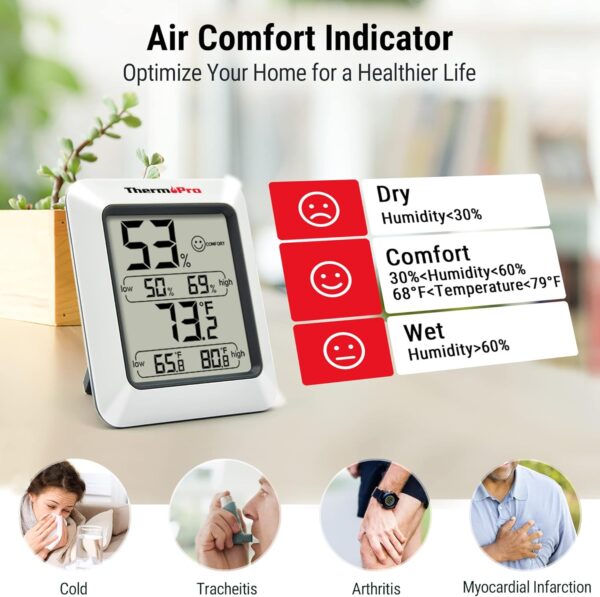 ThermoPro TP50 Digital Hygrometer Thermometer – Indoor Humidity Gauge - Image 3