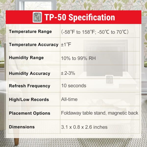 ThermoPro TP50 Digital Hygrometer Thermometer – Indoor Humidity Gauge - Image 9