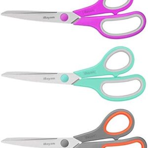 iBayam All‑Purpose Scissors – 8", Soft‑Grip, 3‑Pack