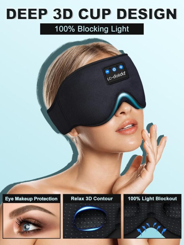 LC‑dolida Sleep Headphones Headband – Bluetooth, Ultra‑Thin Speakers - Image 2