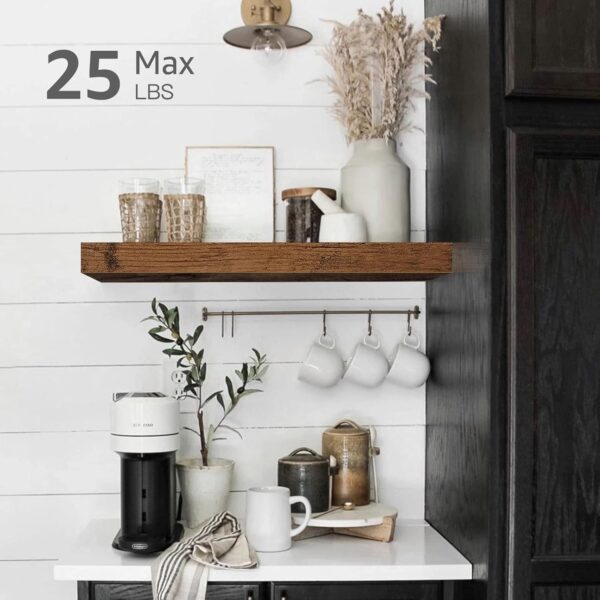 QEEIG Floating Bathroom Shelves – Set of 2, Rustic Wall Shelves - Image 4