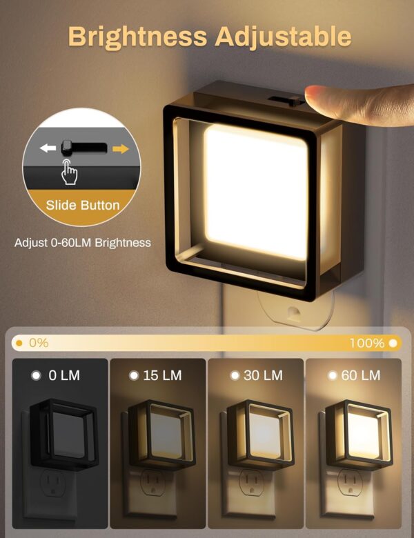 DORESshop Dimmable Plug‑In Night Light – Warm White, Auto Dusk‑to‑Dawn - Image 3