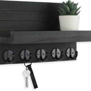 Lwenki Key & Mail Holder with Shelf – Wall‑Mounted, Large Hooks