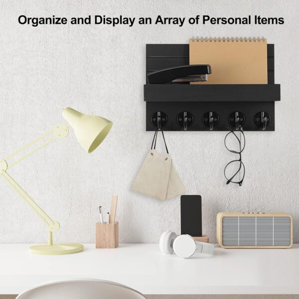 Lwenki Key & Mail Holder with Shelf – Wall‑Mounted, Large Hooks - Image 5