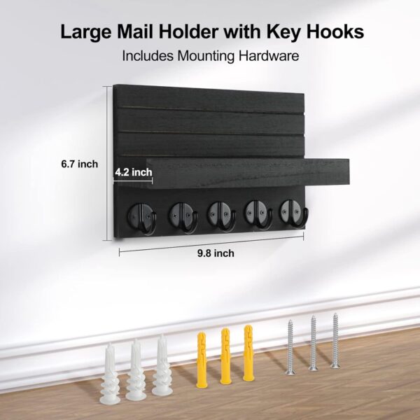Lwenki Key & Mail Holder with Shelf – Wall‑Mounted, Large Hooks - Image 7
