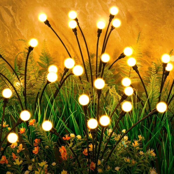 ASMAD Solar Firefly Lights – 4 Pack, 32‑LED Swaying Path Lights