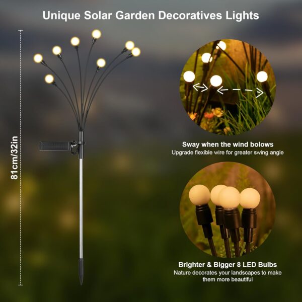 ASMAD Solar Firefly Lights – 4 Pack, 32‑LED Swaying Path Lights - Image 3