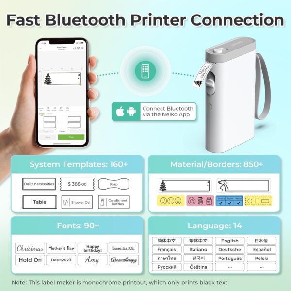 Nelko P21 Bluetooth Label Maker – Portable, App Templates - Image 2