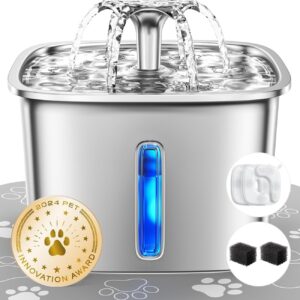 Veken Stainless Steel Pet Water Fountain – Automatic, with Filters