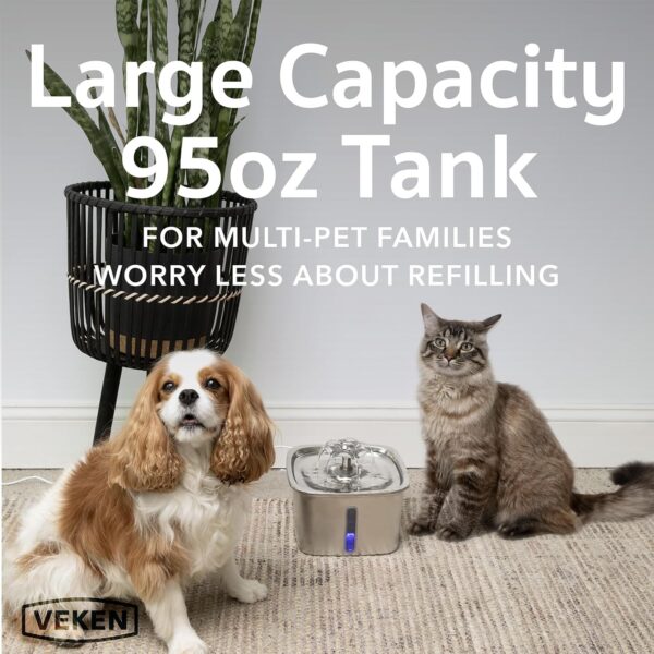Veken Stainless Steel Pet Water Fountain – Automatic, with Filters - Image 3