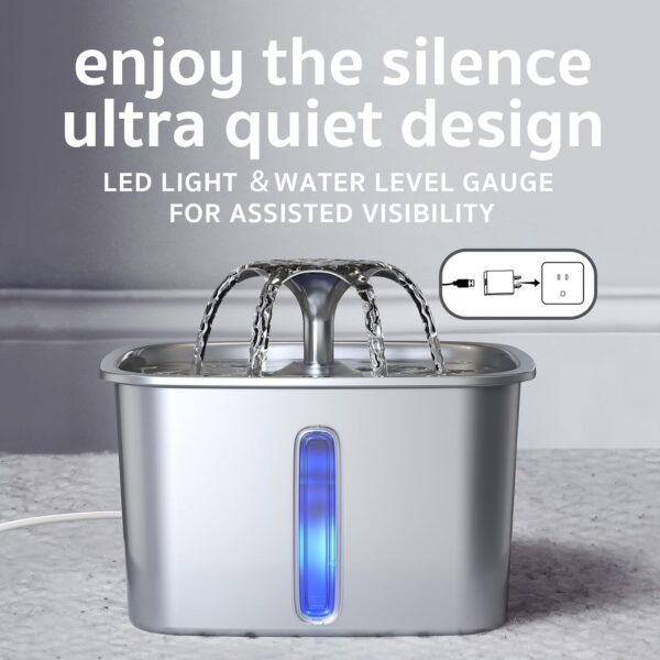 Veken Stainless Steel Pet Water Fountain – Automatic, with Filters - Image 5