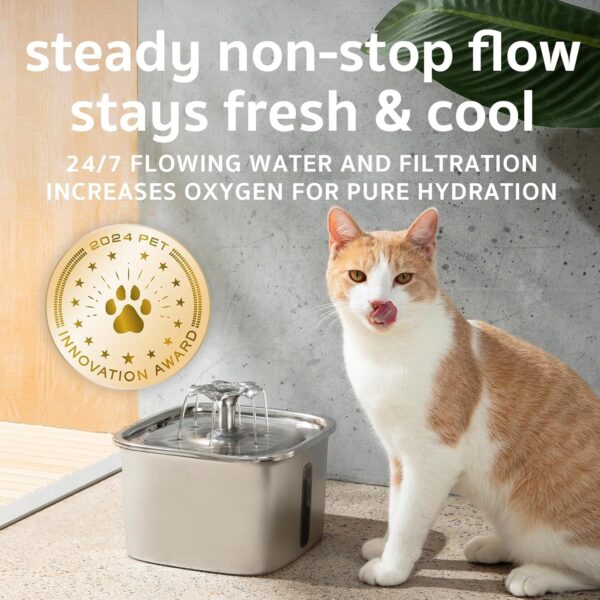Veken Stainless Steel Pet Water Fountain – Automatic, with Filters - Image 6