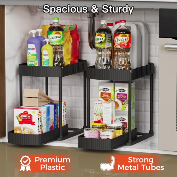 Ukeetap 2‑Tier Pull‑Out Organizer – Multi‑Purpose Under‑Sink Rack - Image 3