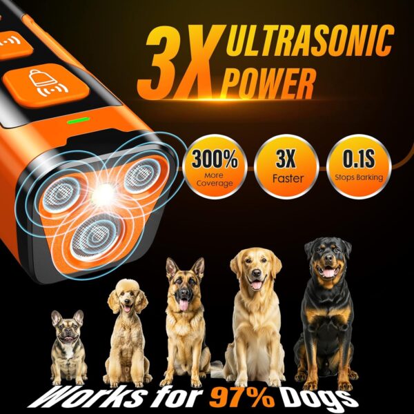 YUYQA Ultrasonic Dog Trainer & Deterrent – Rechargeable, LED Flashlight - Image 2